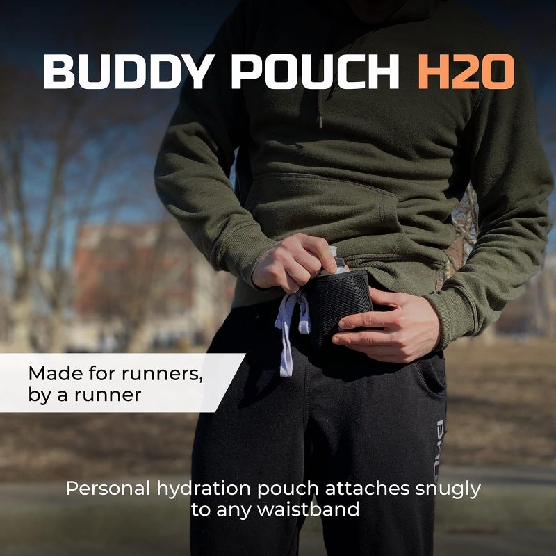 Running Buddy Running Water Bottle Pouch - 4" x 4" Black, 7 oz - Magnetic Water Bottle Holder for Running & Walking - No-Bounce Hydration Pack - Image 2